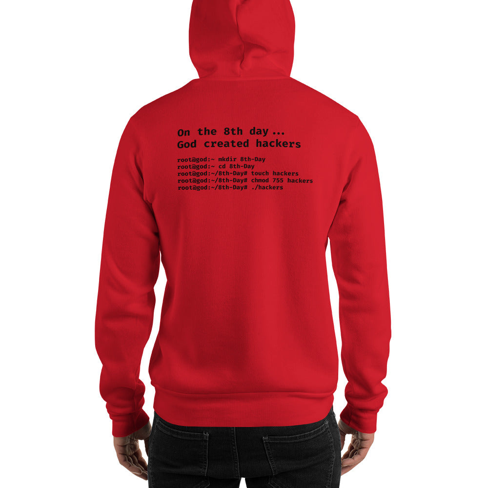 On the 8th day God created hackers - Unisex Hoodie (back print) by DarkByteGear