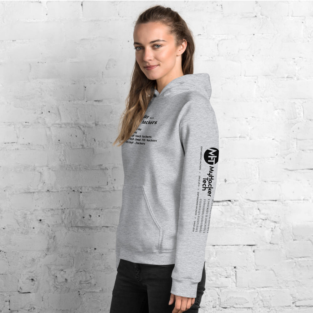 On the 8th day God created hackers - Unisex Hoodie (front + sleeve print) by DarkByteGear