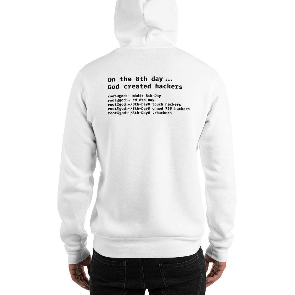 On the 8th day God created hackers - Unisex Hoodie (back print) by DarkByteGear