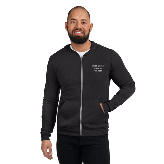 What would Jesus do for 0day - Unisex zip hoodie by DarkByteGear