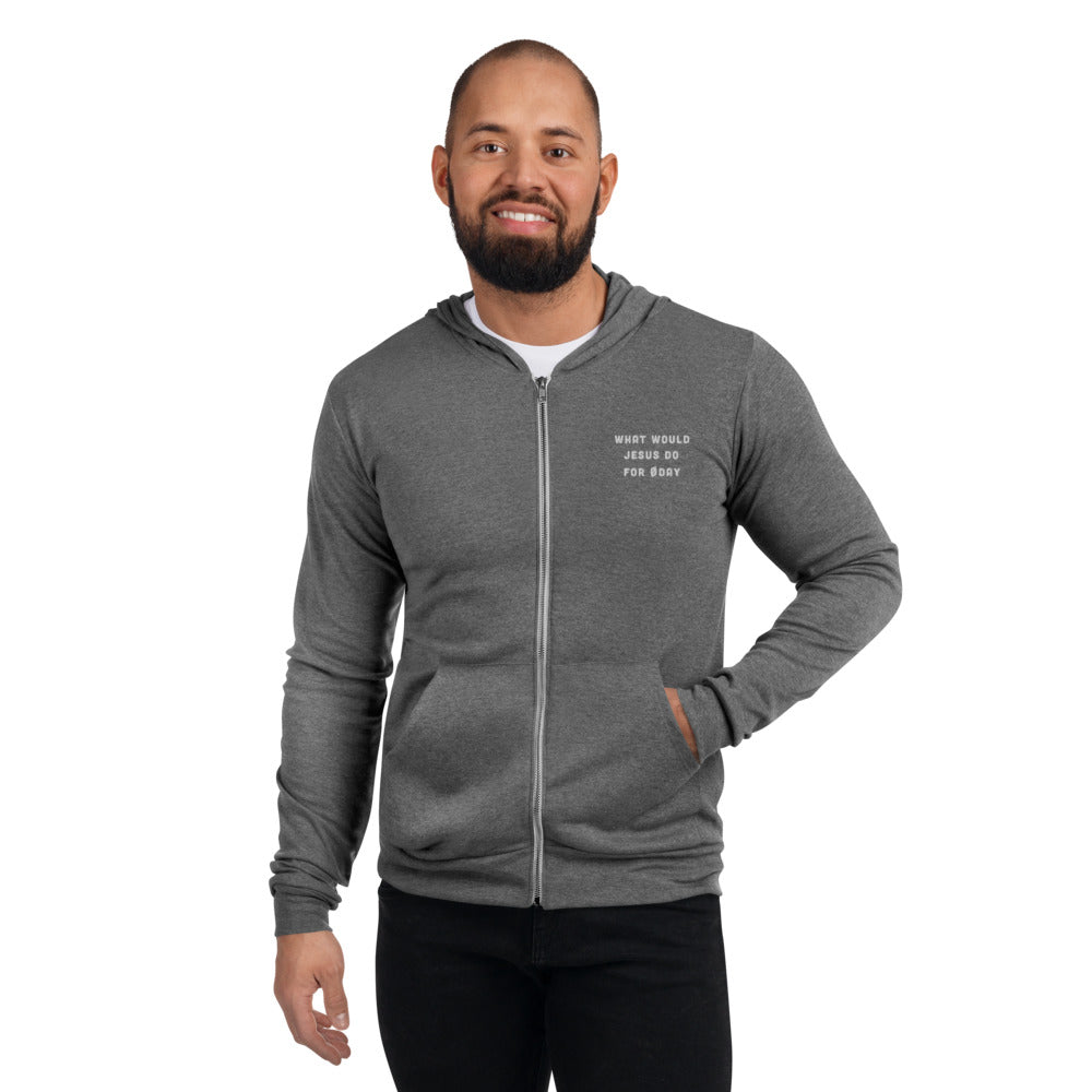 What would Jesus do for 0day - Unisex zip hoodie by DarkByteGear