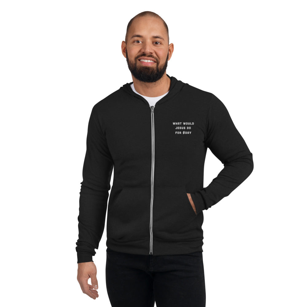 What would Jesus do for 0day - Unisex zip hoodie by DarkByteGear