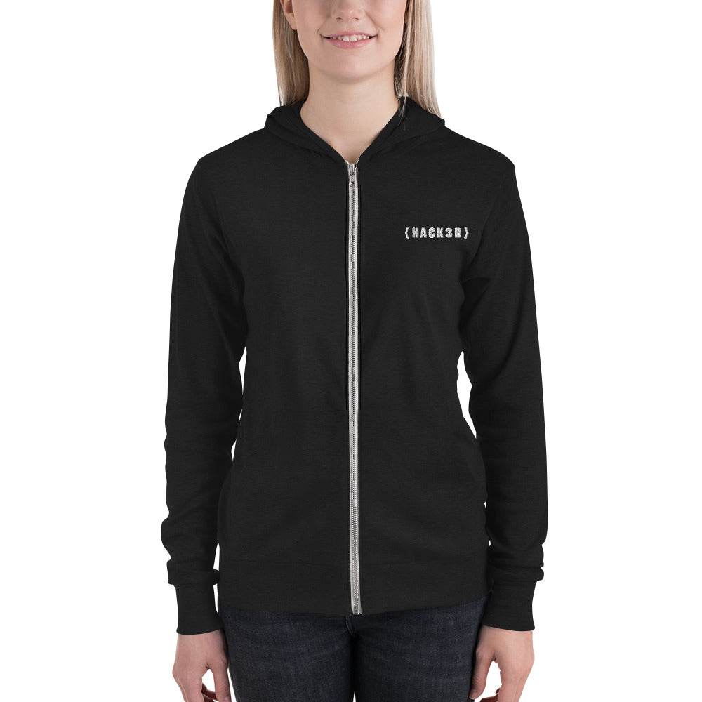 Hack3r - Unisex zip hoodie by DarkByteGear