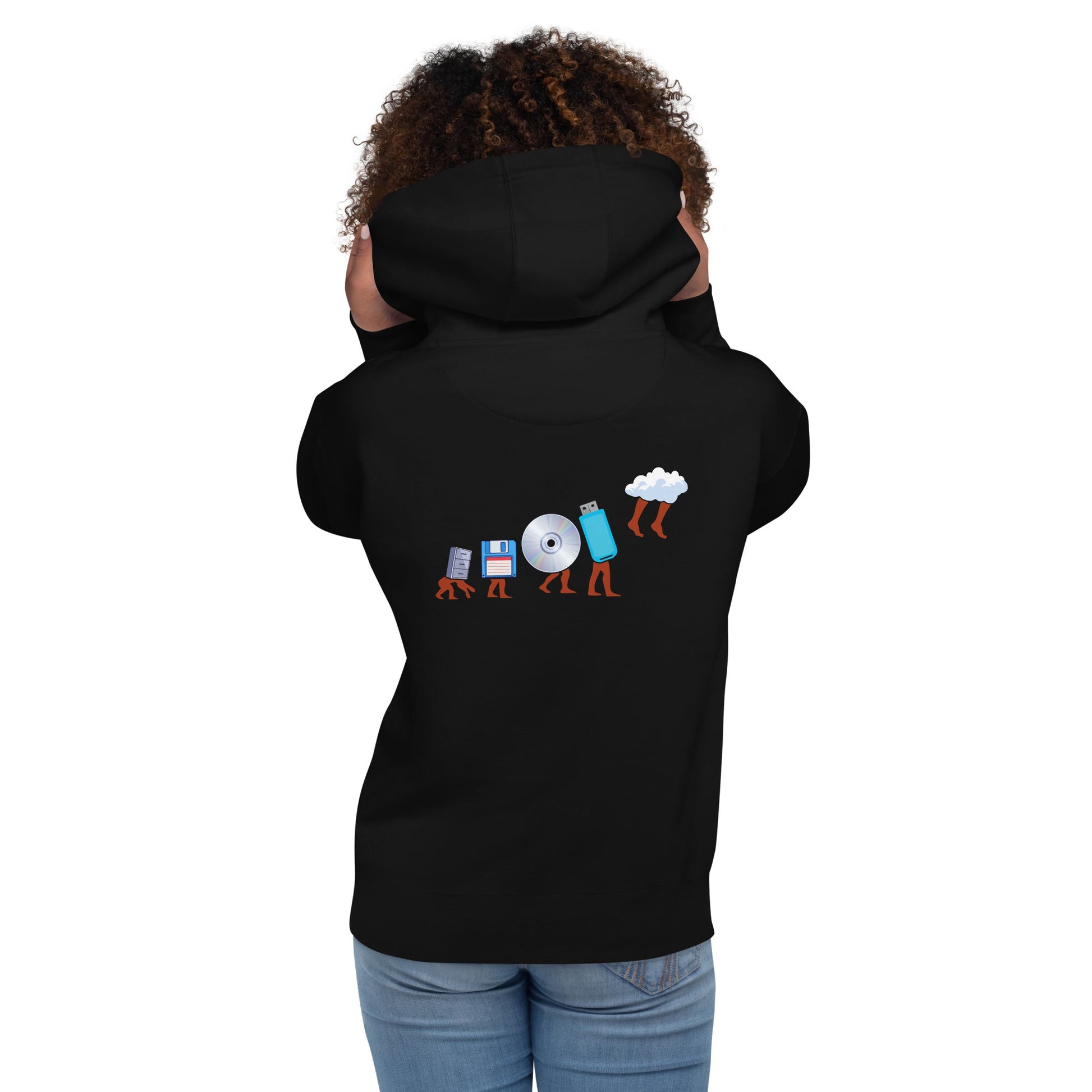 Evolution of data storage - Unisex Hoodie (back print) by DarkByteGear