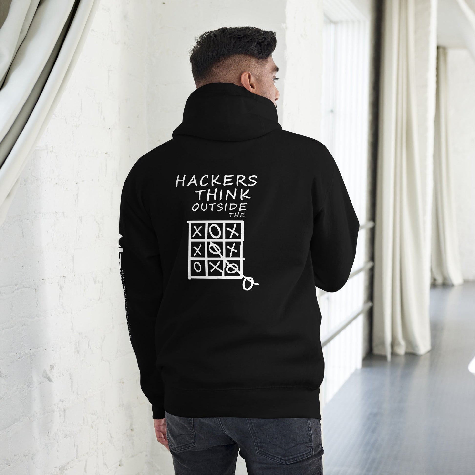 Hackers think outside the box - Unisex Hoodie (back print) by DarkByteGear