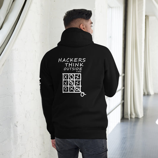 Hackers think outside the box - Unisex Hoodie (back print) by DarkByteGear