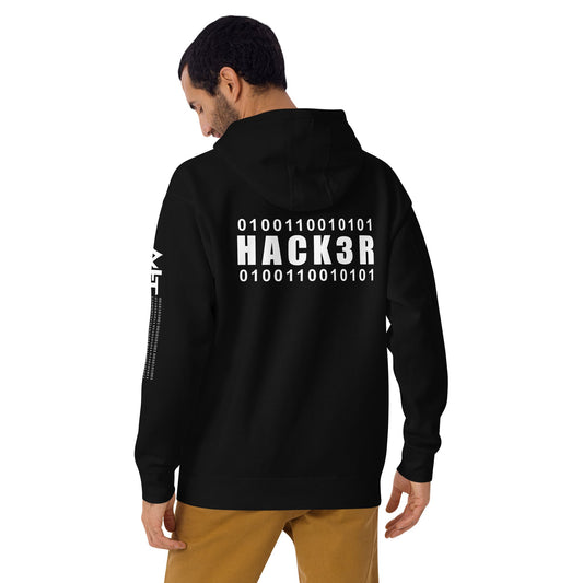 0100110010101 Hack3r - Unisex Hoodie (back print) by DarkByteGear