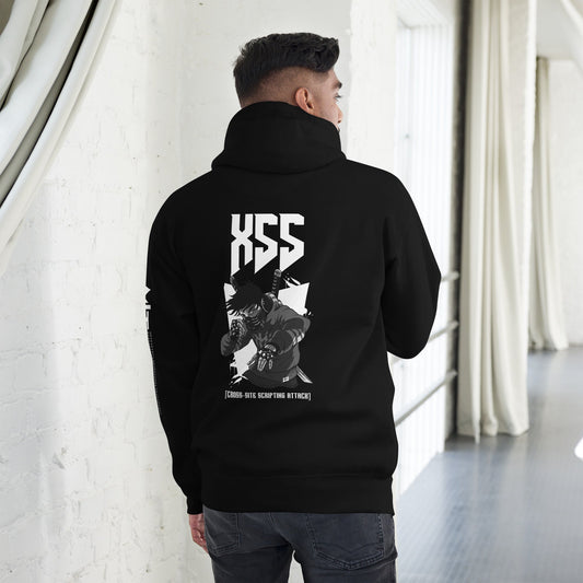 XSS cross-site scripting attack - Unisex Hoodie (back print) by DarkByteGear