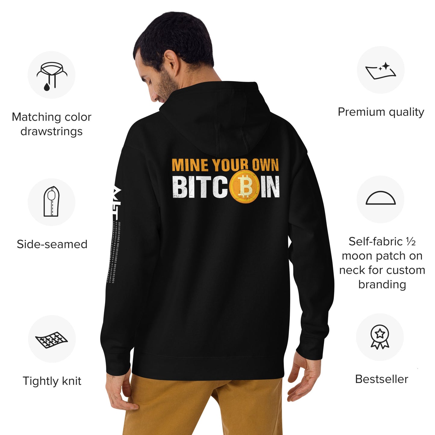 Mind Your Own Bitcoin Unisex Hoodie ( Back Print ) by DarkByteGear
