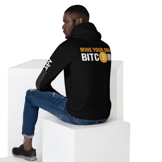 Mind Your Own Bitcoin Unisex Hoodie ( Back Print ) by DarkByteGear