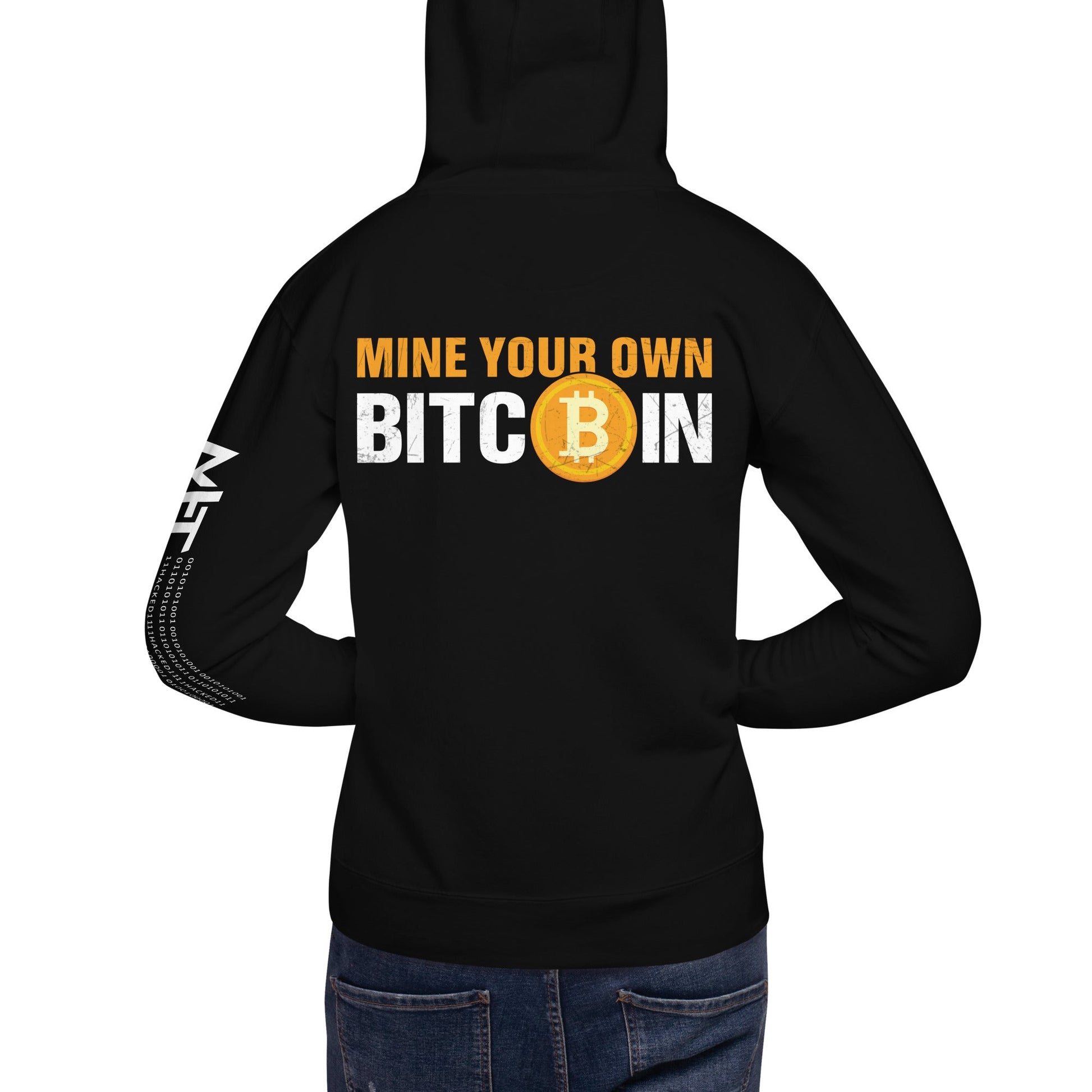 Mind Your Own Bitcoin Unisex Hoodie ( Back Print ) by DarkByteGear
