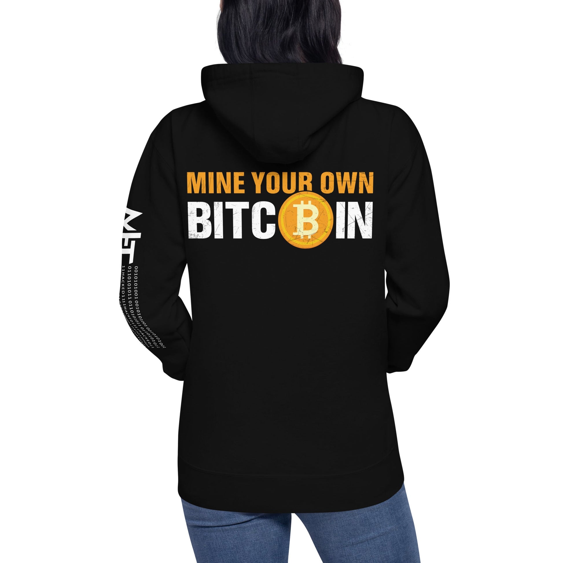 Mind Your Own Bitcoin Unisex Hoodie ( Back Print ) by DarkByteGear