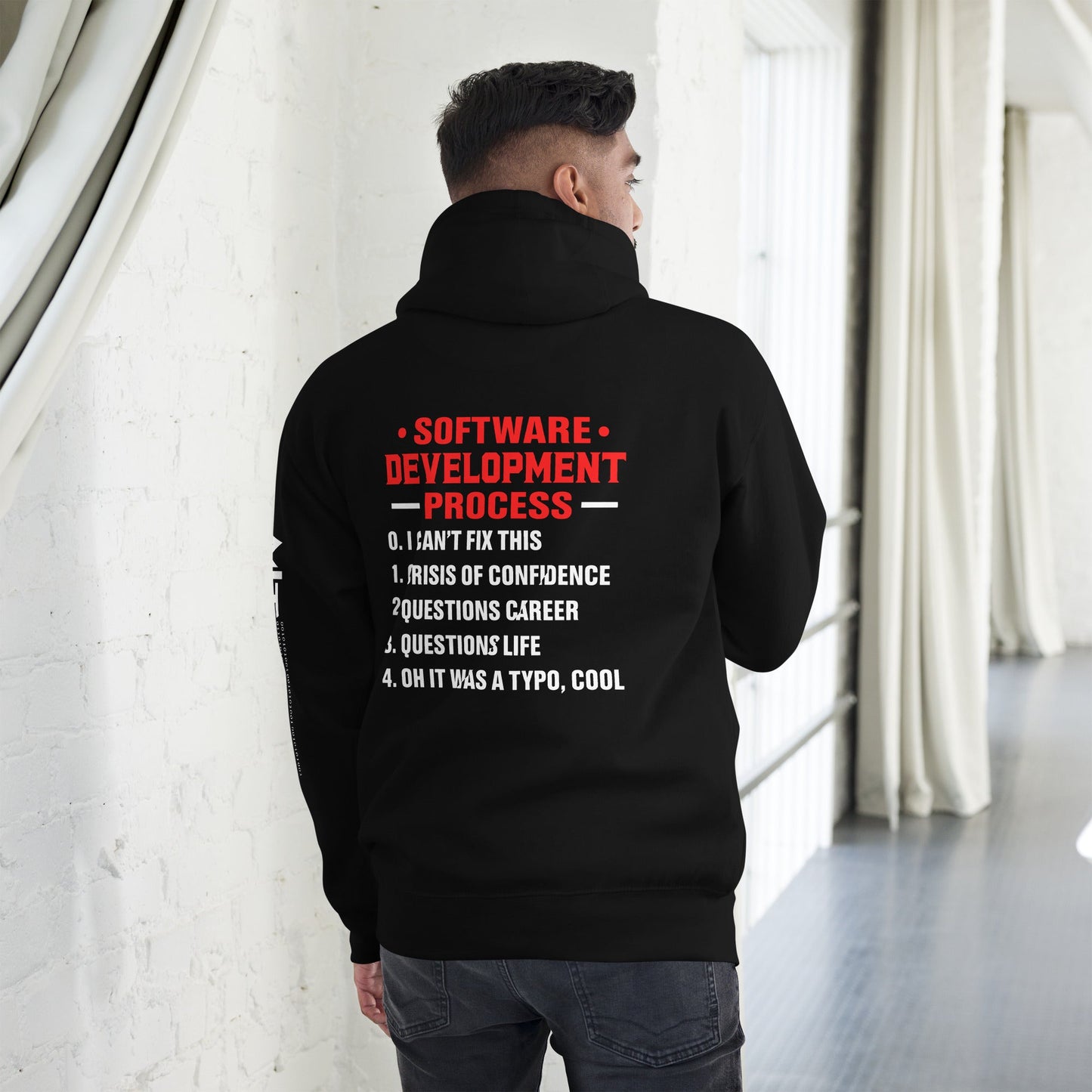 Software Development Process V1 - Unisex Hoodie (back print) by DarkByteGear