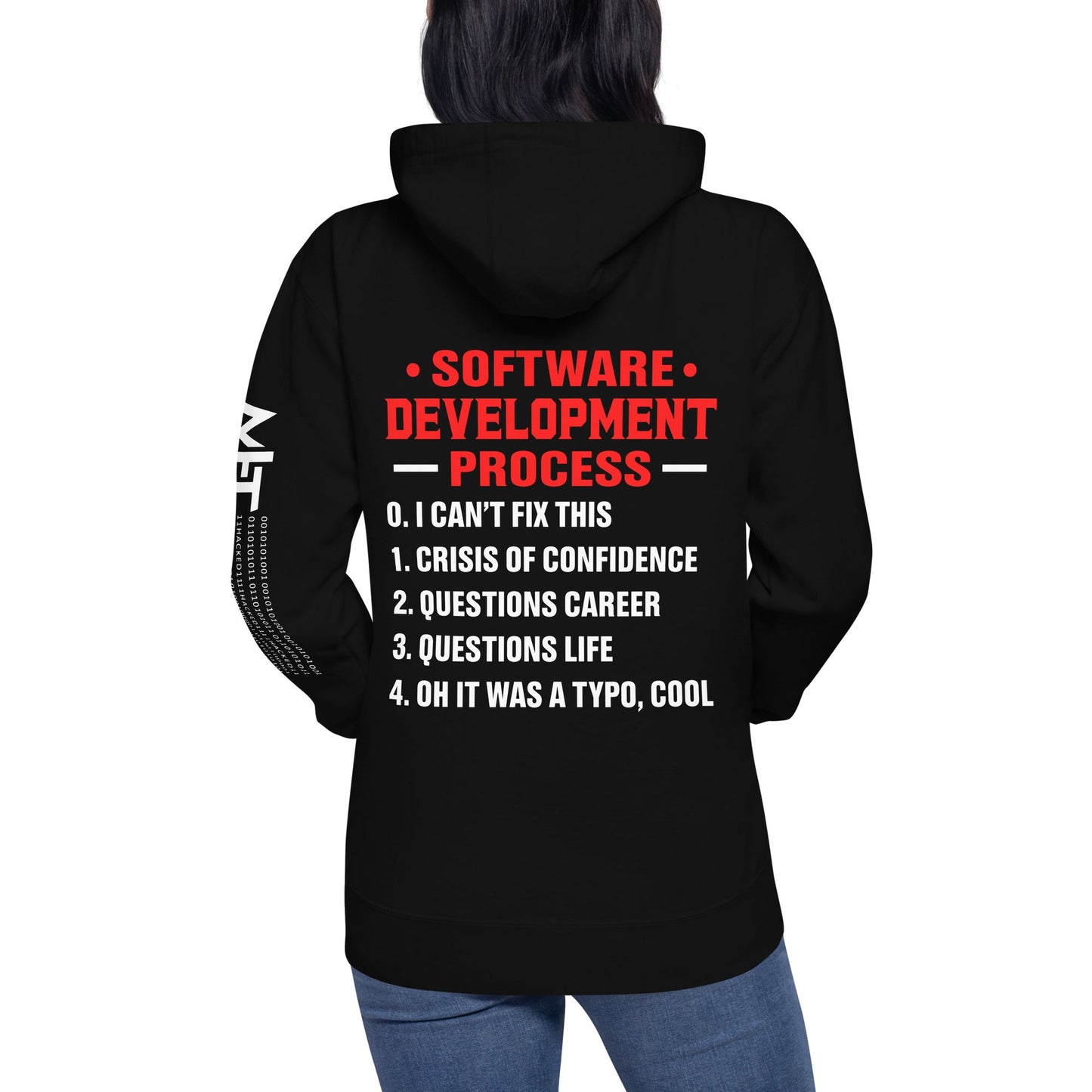 Software Development Process V1 - Unisex Hoodie (back print) by DarkByteGear