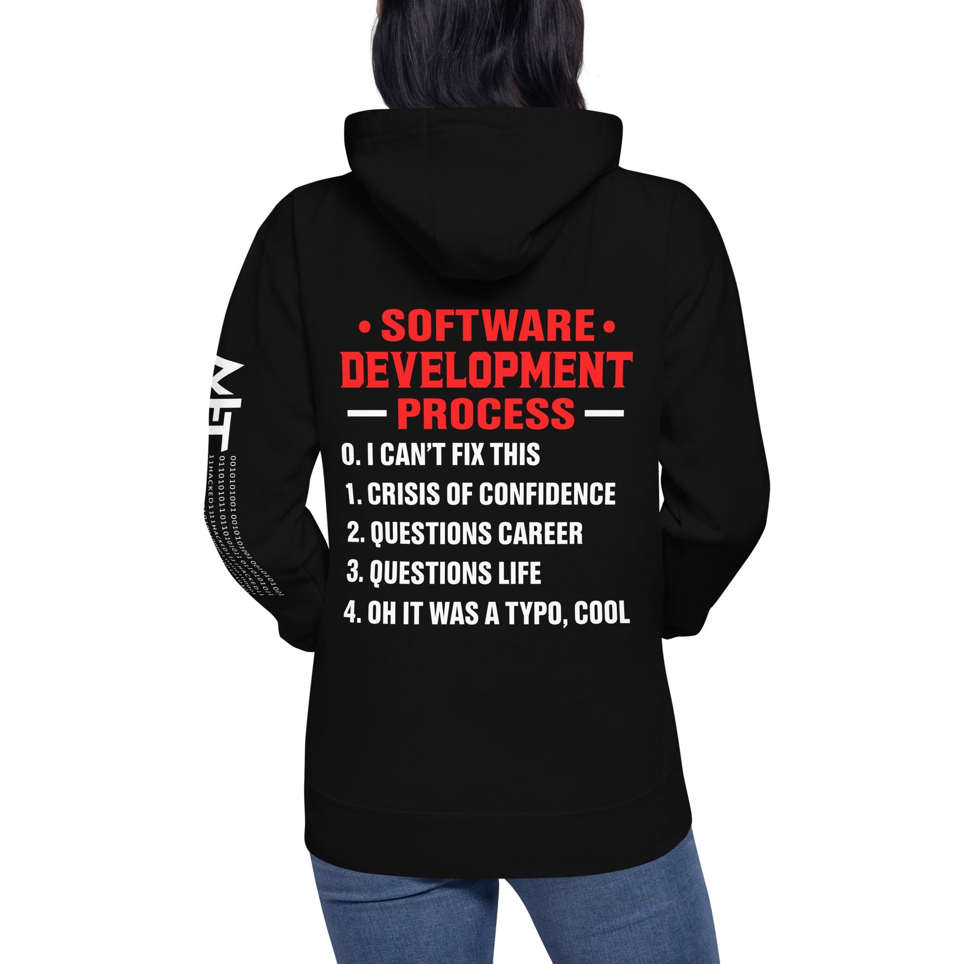 Software Development Process V1 - Unisex Hoodie (back print) by DarkByteGear