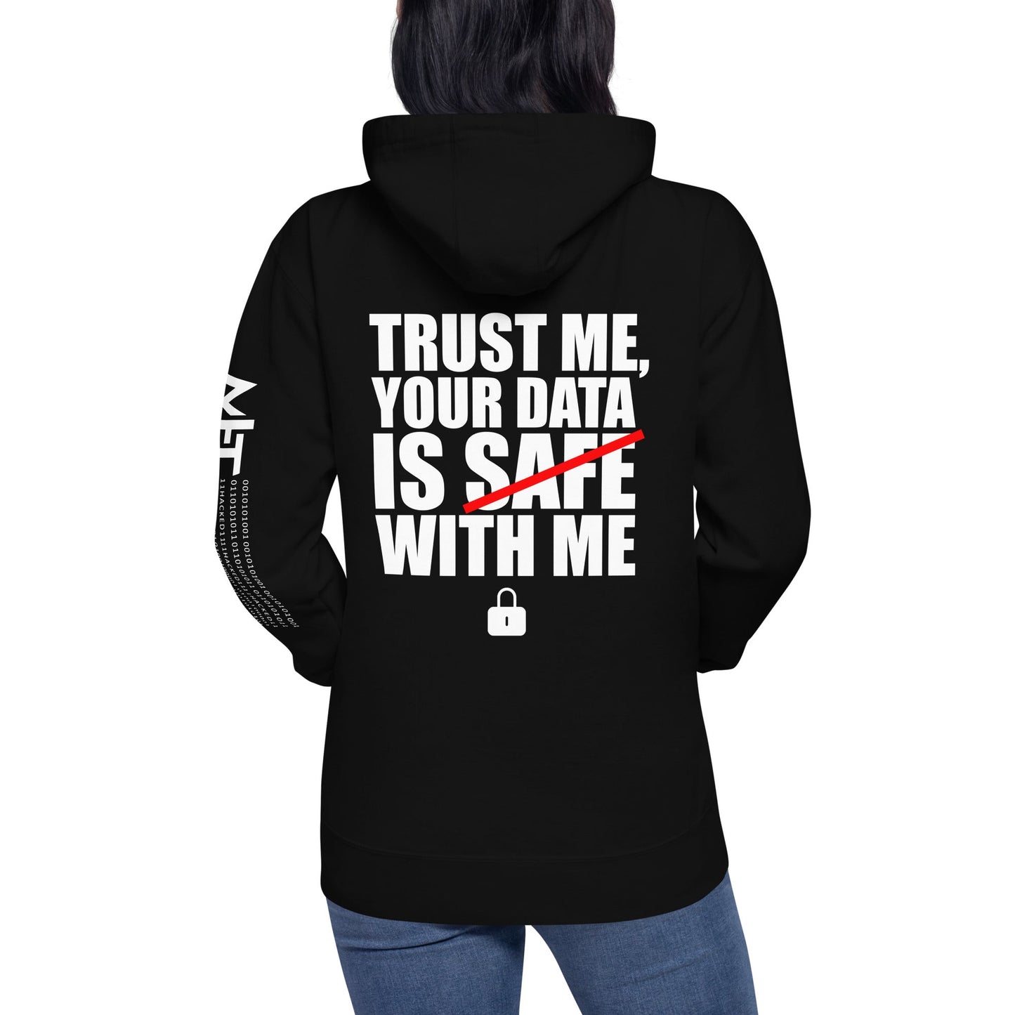 Trust me, your data is safe with me - Unisex Hoodie (back print) by DarkByteGear