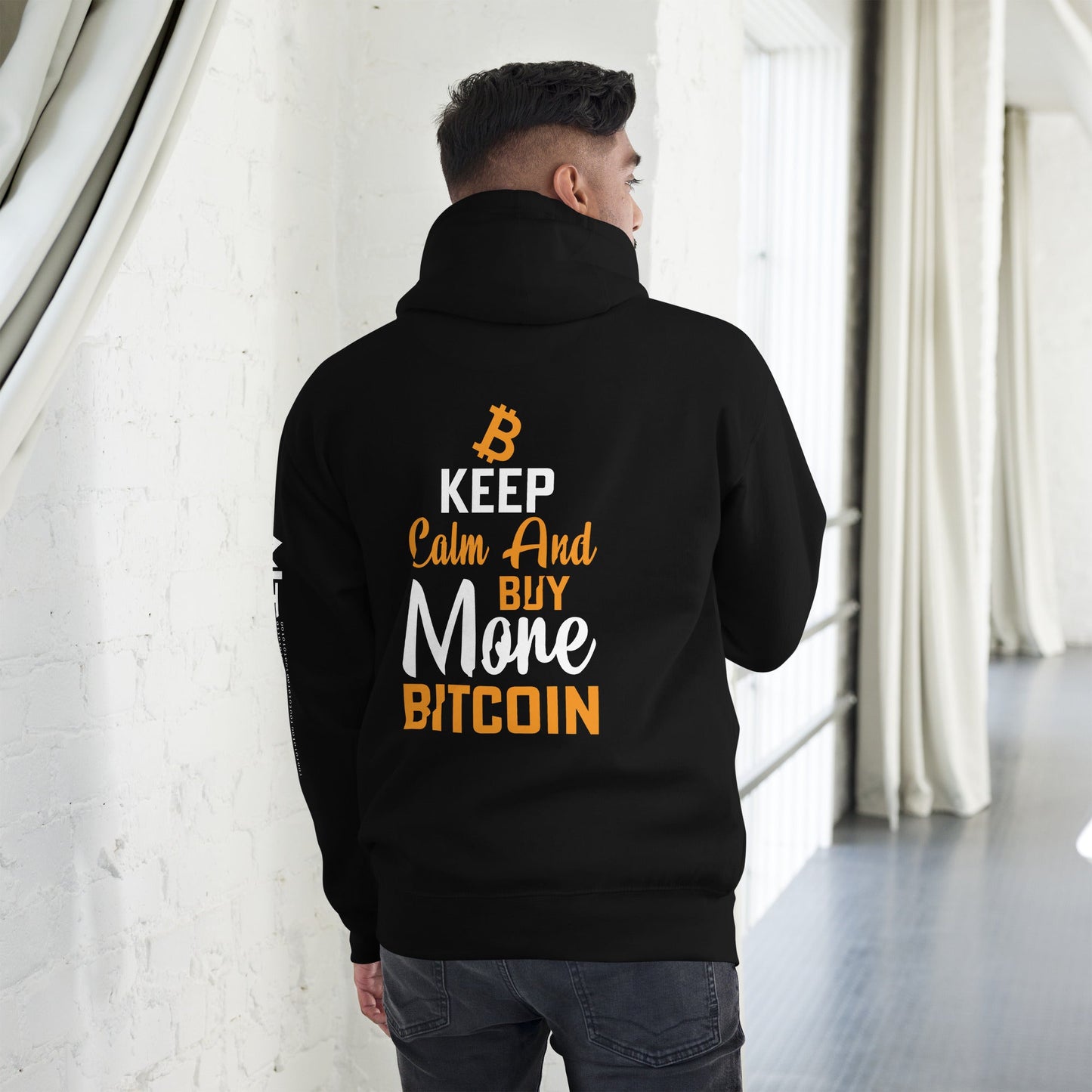 Keep Calm and Buy More Bitcoin Unisex Hoodie ( Back Print ) by DarkByteGear
