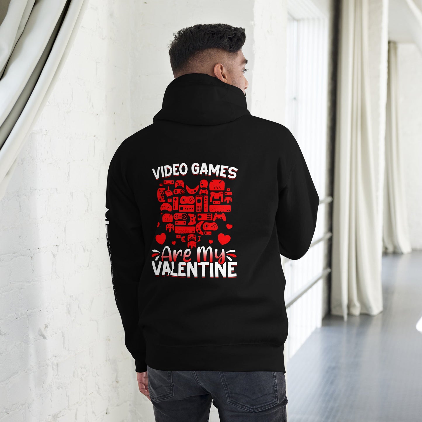 Video games are my valentine Unisex Hoodie ( Back Print ) by DarkByteGear