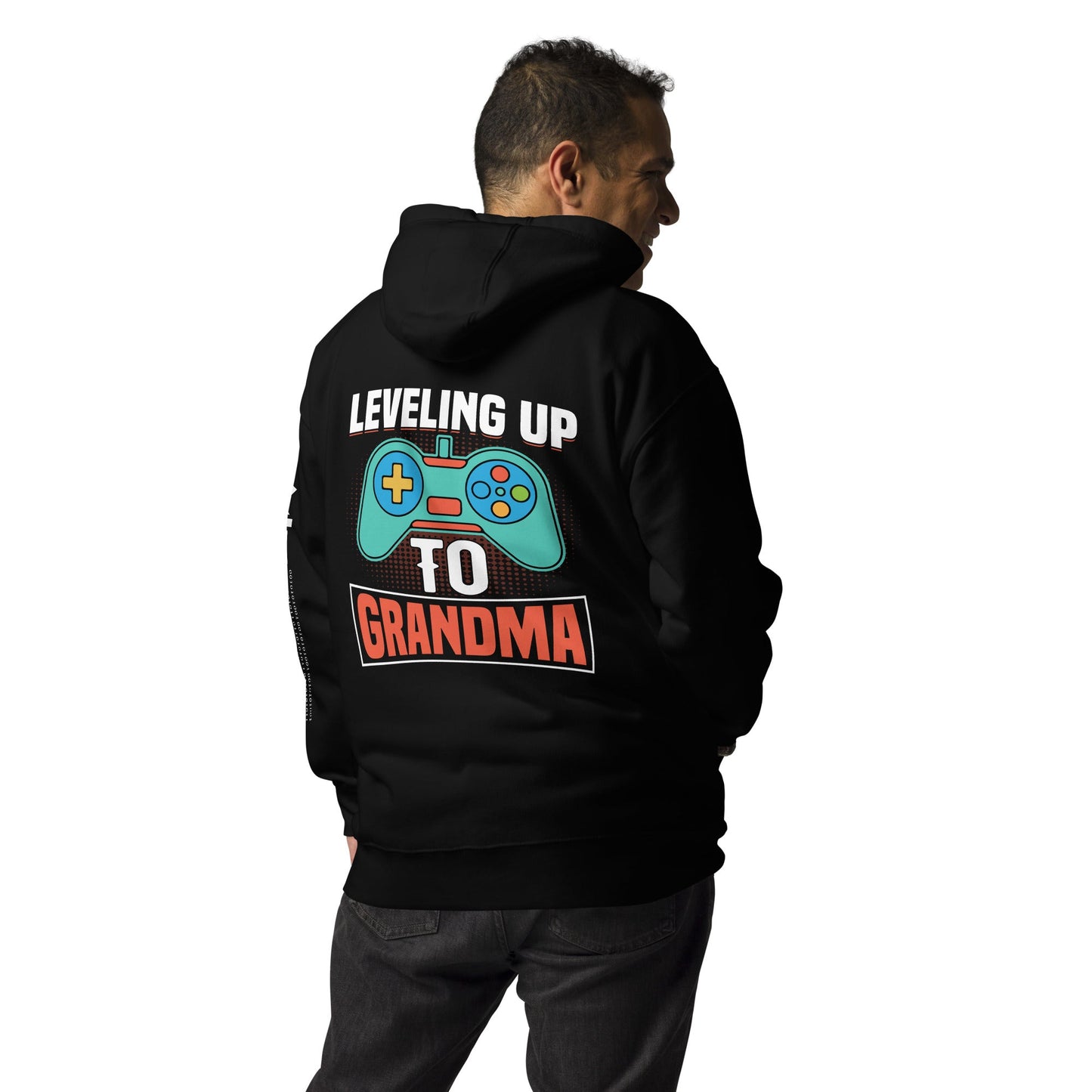 Leveling up to Grandma - Unisex Hoodie ( Back Print ) by DarkByteGear