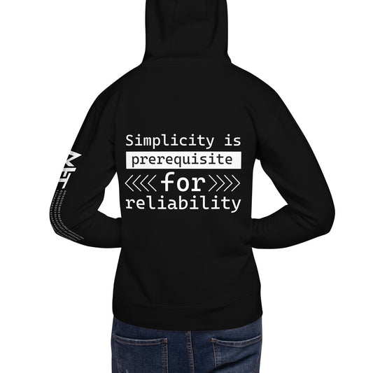 Simplicity is the prerequisite for reliability - Unisex Hoodie ( Back Print ) by DarkByteGear