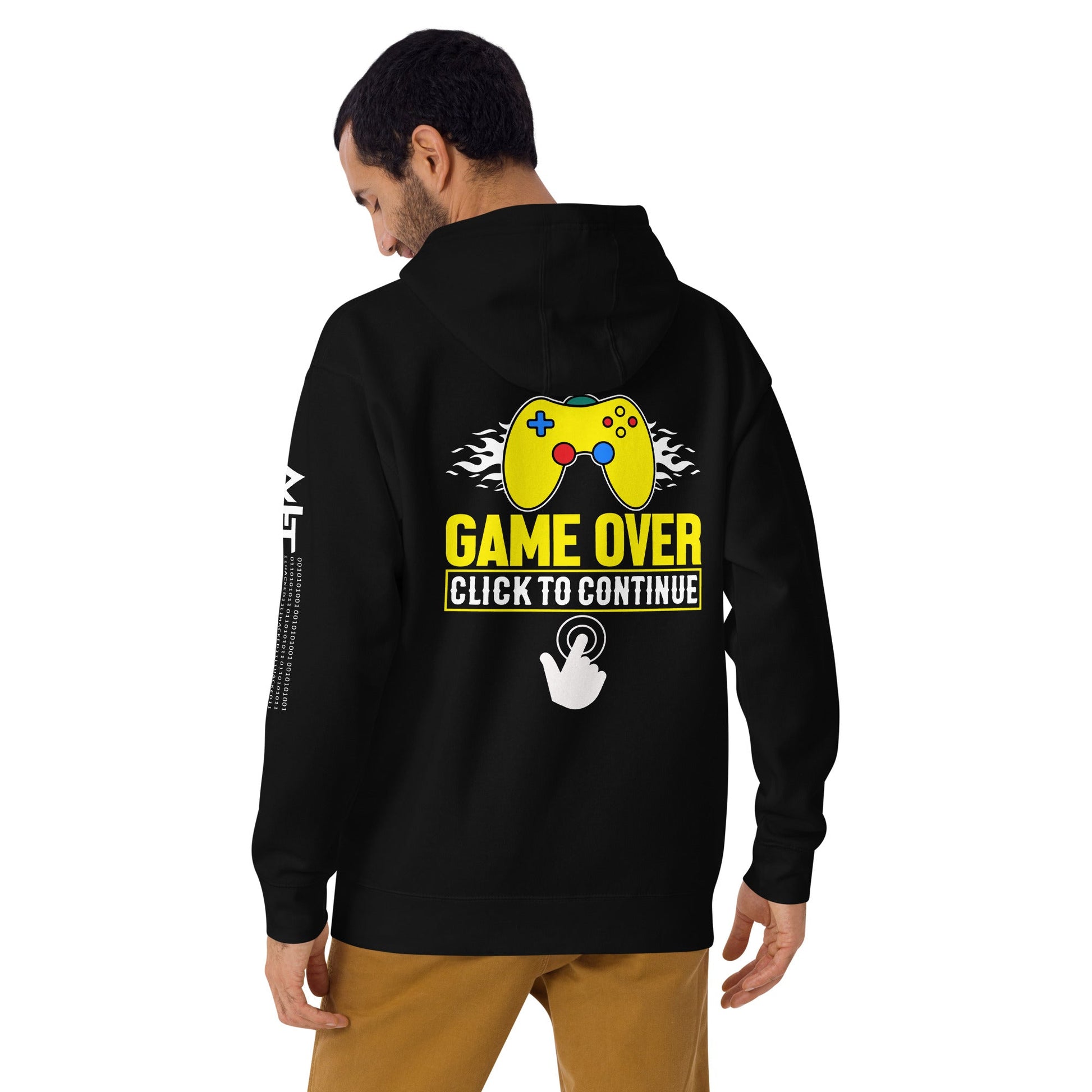 Game Over Click to continue - Unisex Hoodie ( Back Print ) by DarkByteGear