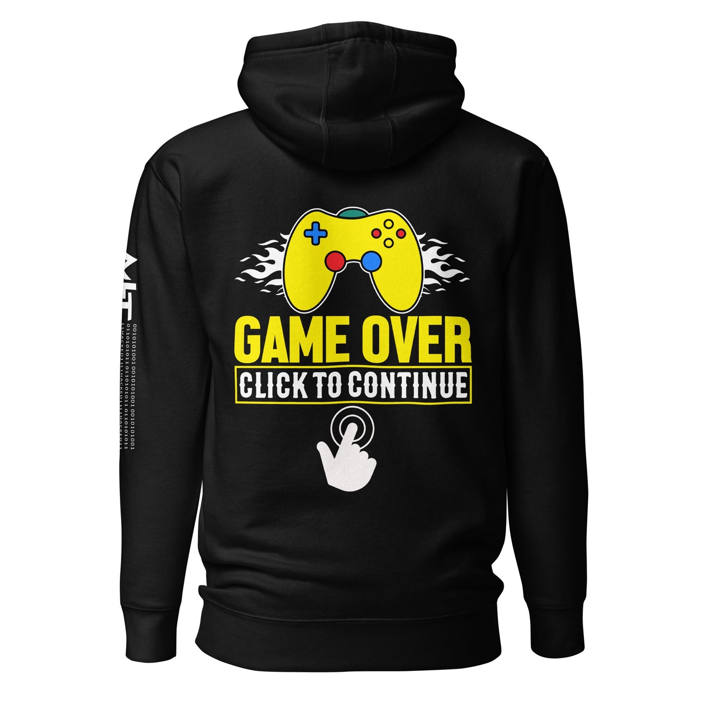 Game Over Click to continue - Unisex Hoodie ( Back Print ) by DarkByteGear