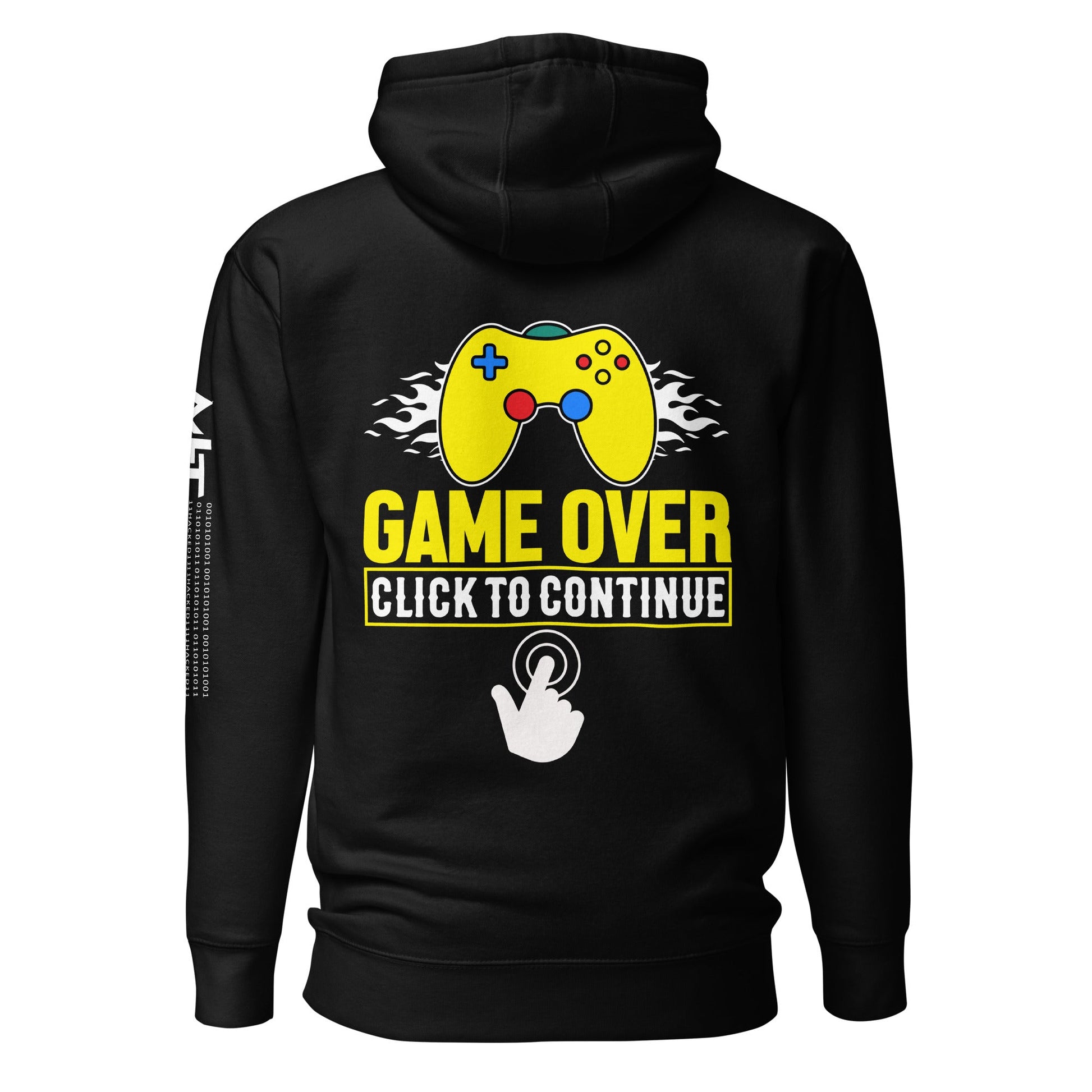 Game Over Click to continue - Unisex Hoodie ( Back Print ) by DarkByteGear