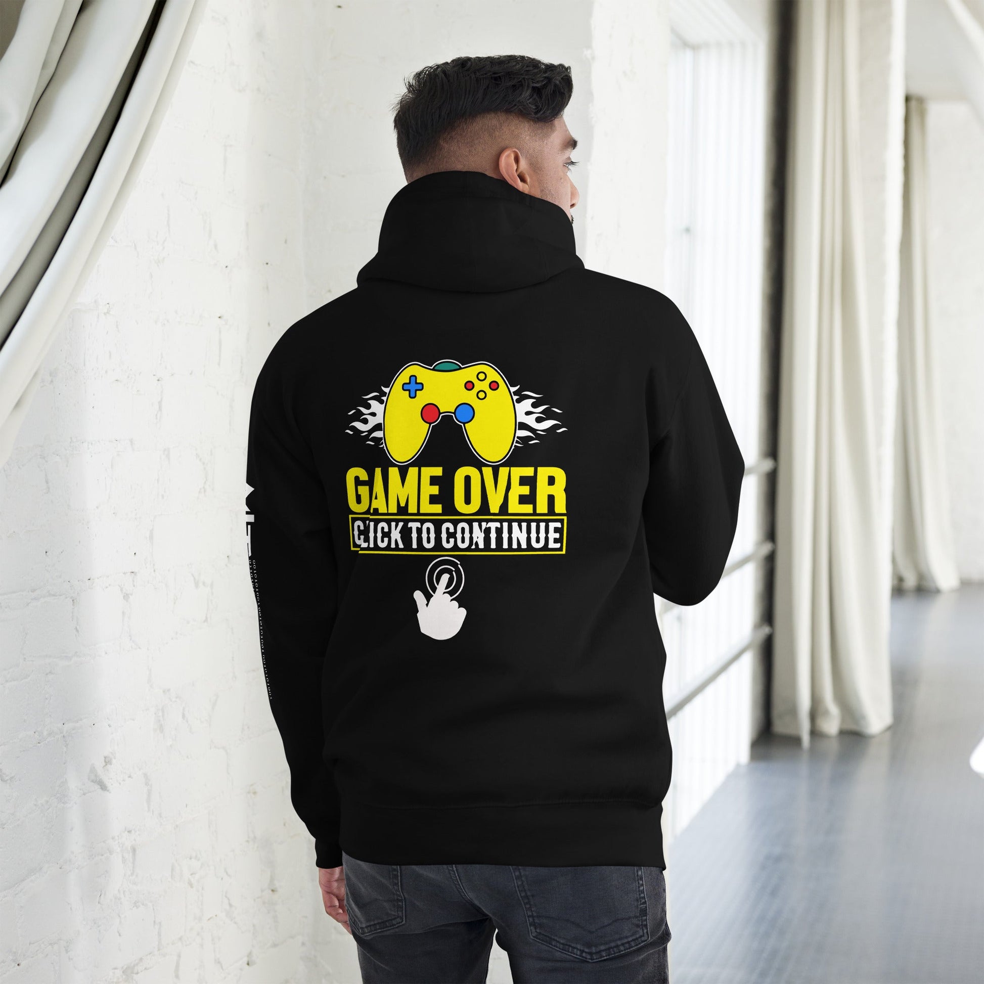 Game Over Click to continue - Unisex Hoodie ( Back Print ) by DarkByteGear