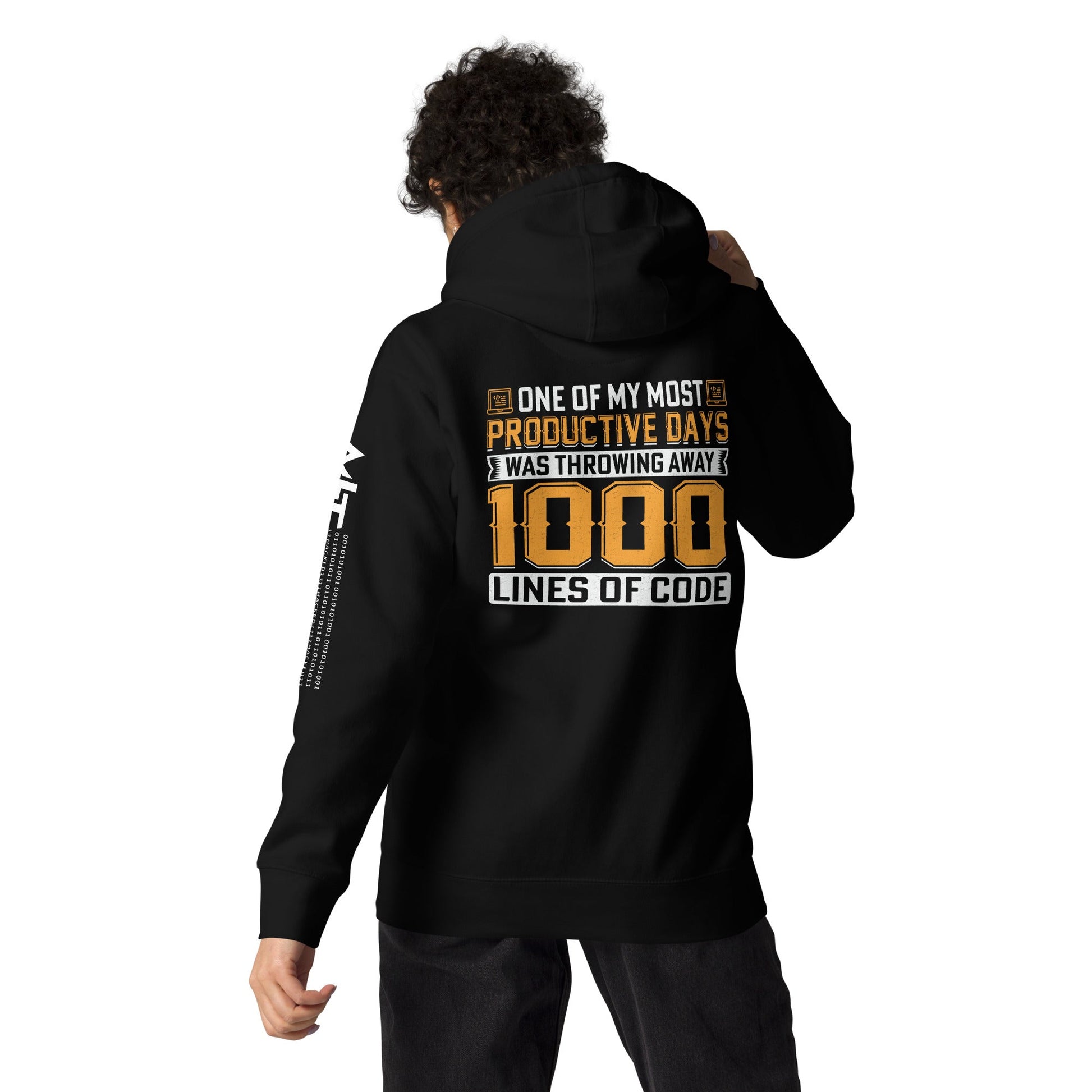 One of My Most Productive Days was throwing away 1000 lines of Code Unisex Hoodie by DarkByteGear