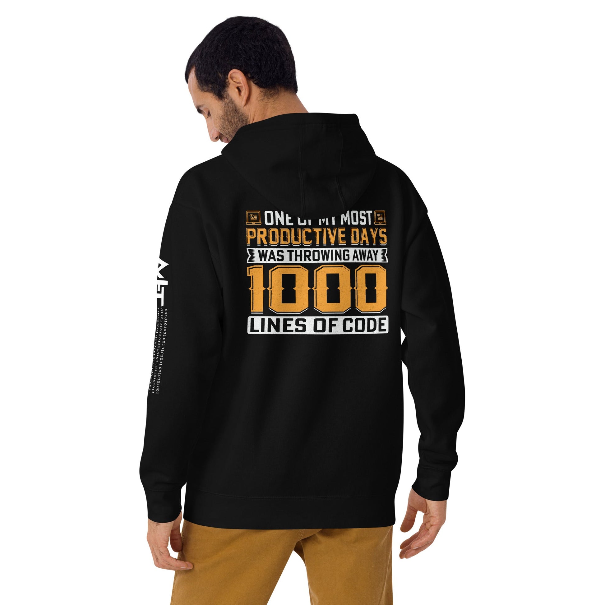 One of My Most Productive Days was throwing away 1000 lines of Code Unisex Hoodie by DarkByteGear