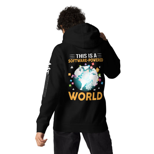 This is a Software Powered World Unisex Hoodie ( Back Print ) by DarkByteGear