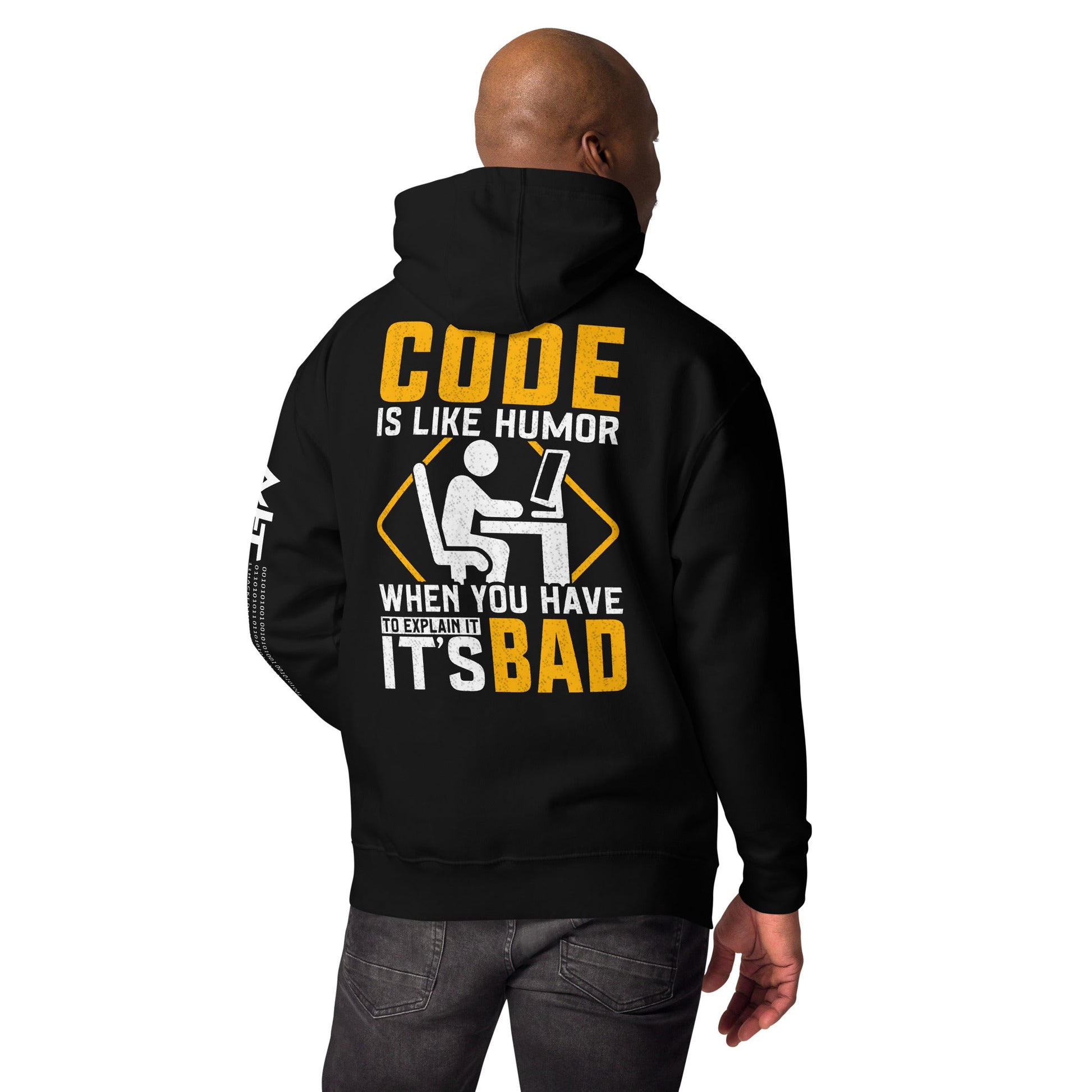 Code is like Humor -Unisex Hoodie ( Back Print ) by DarkByteGear
