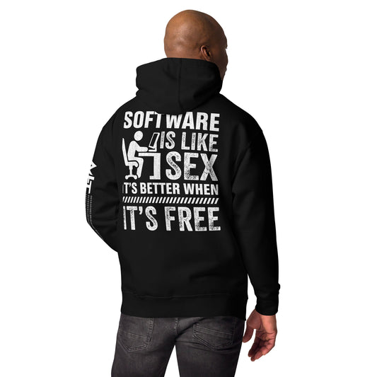 Software is Like Sex - Unisex Hoodie ( Back Print ) by DarkByteGear