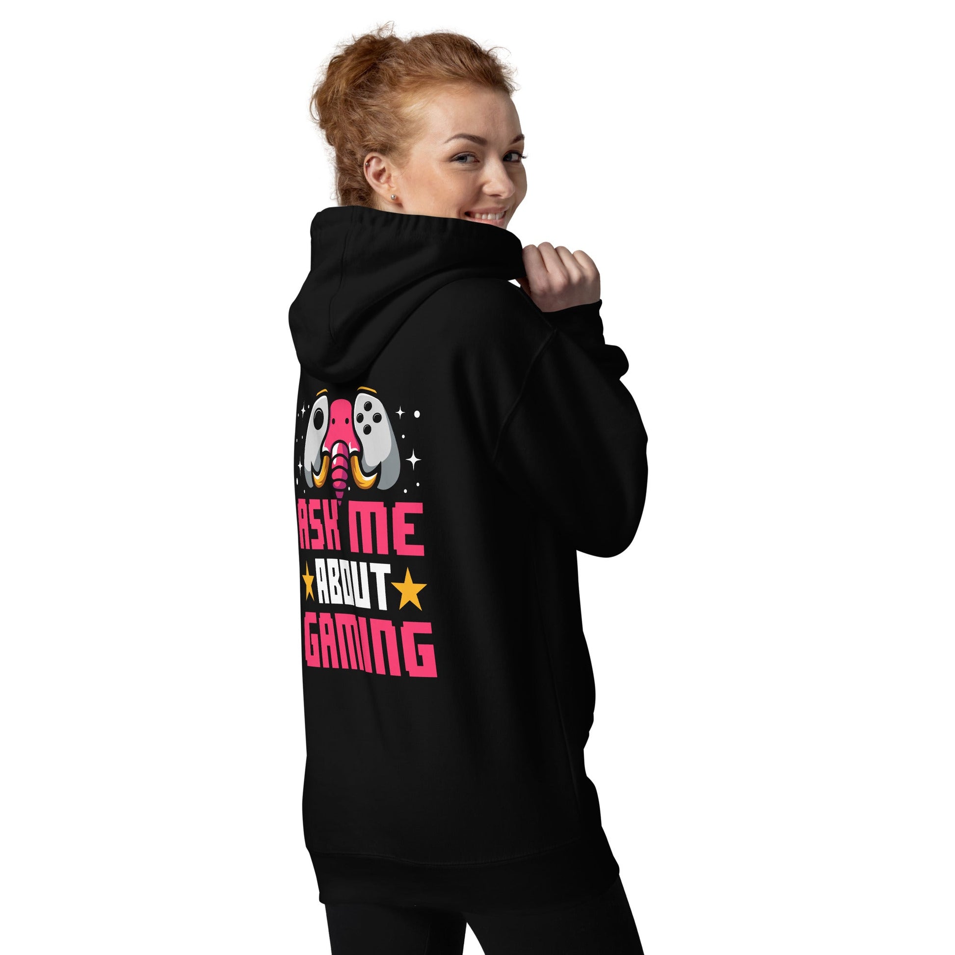 Ask Me About Gaming Unisex Hoodie ( Back Print ) by DarkByteGear