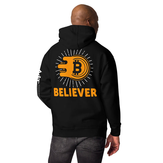 Bitcoin Believer Unisex Hoodie ( Back Print ) by DarkByteGear