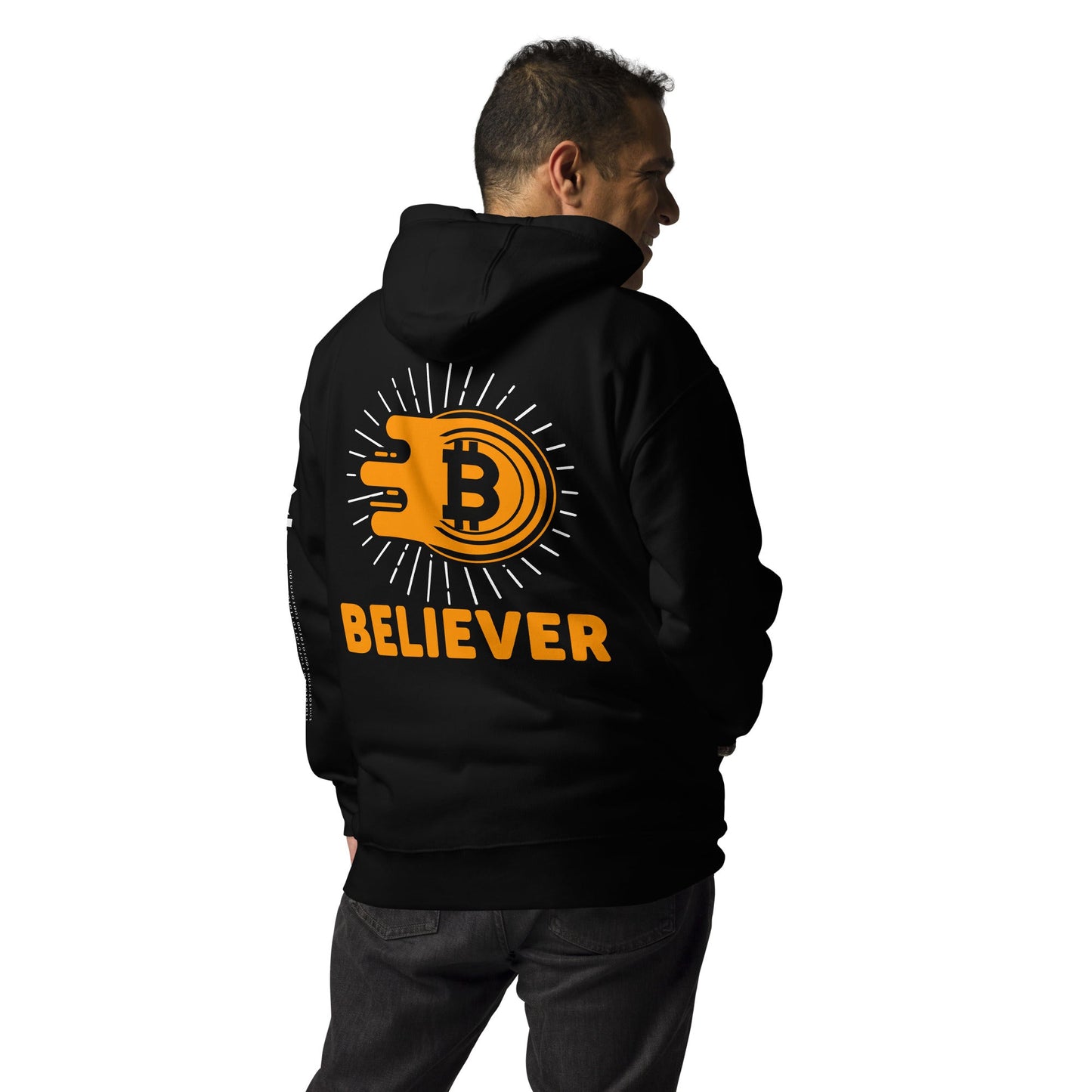Bitcoin Believer Unisex Hoodie ( Back Print ) by DarkByteGear