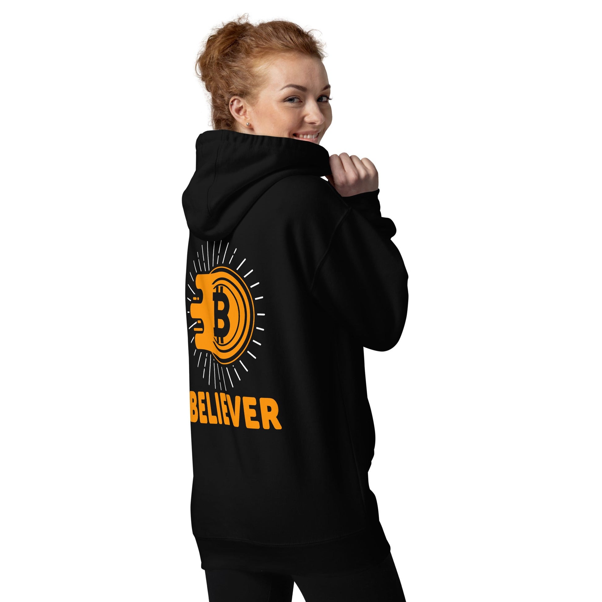 Bitcoin Believer Unisex Hoodie ( Back Print ) by DarkByteGear
