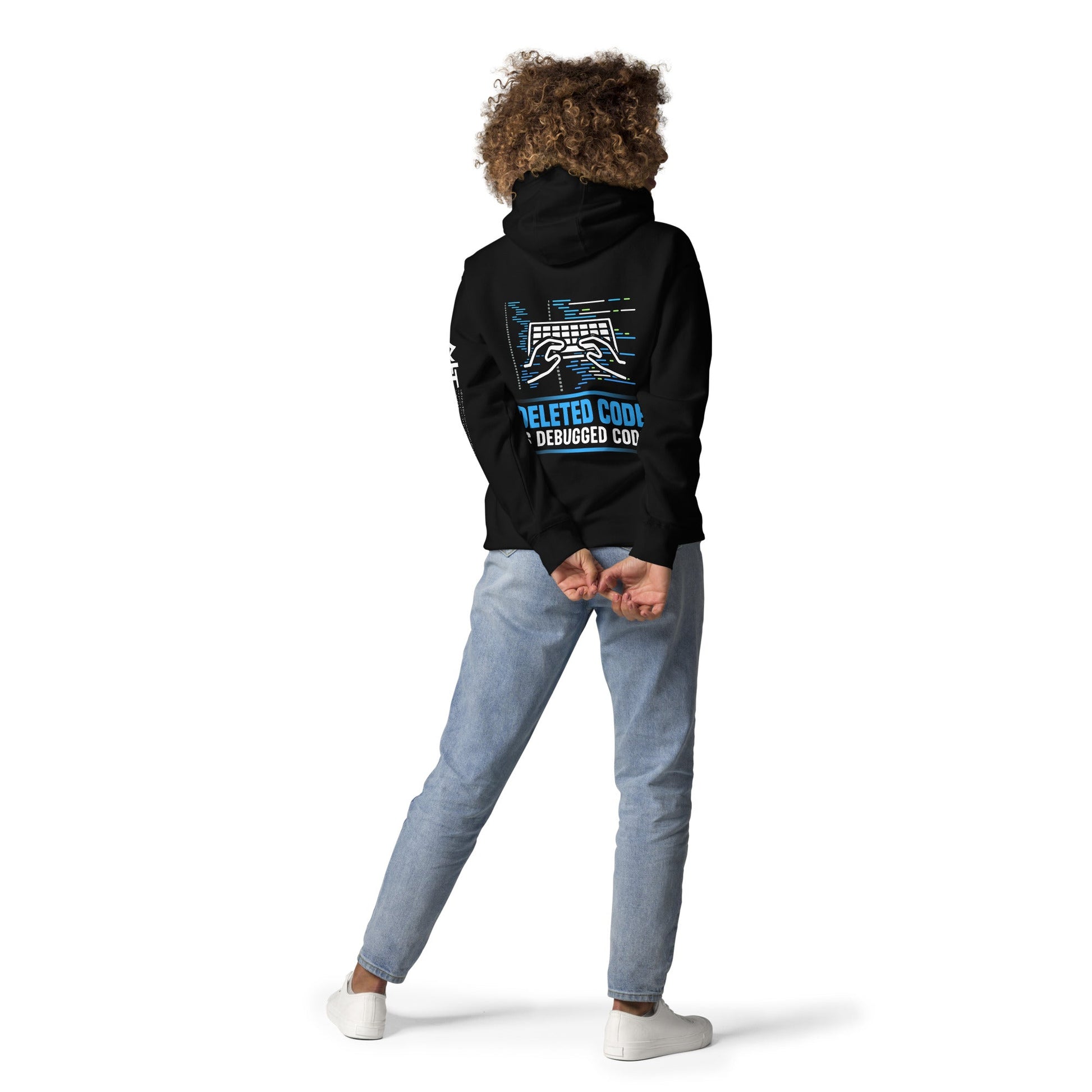 Deleted Code is Debugged Code Unisex Hoodie ( Back Print ) by DarkByteGear