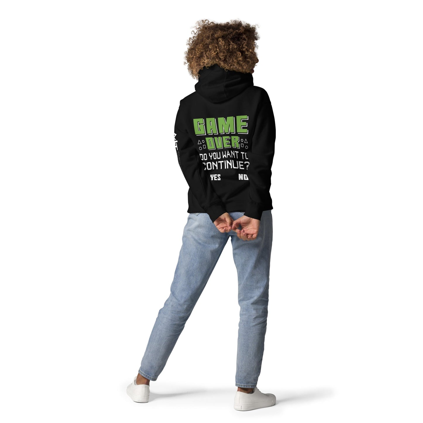 Game Over, Do You Want to Continue, Yes or No? Unisex Hoodie ( Back Print ) by DarkByteGear
