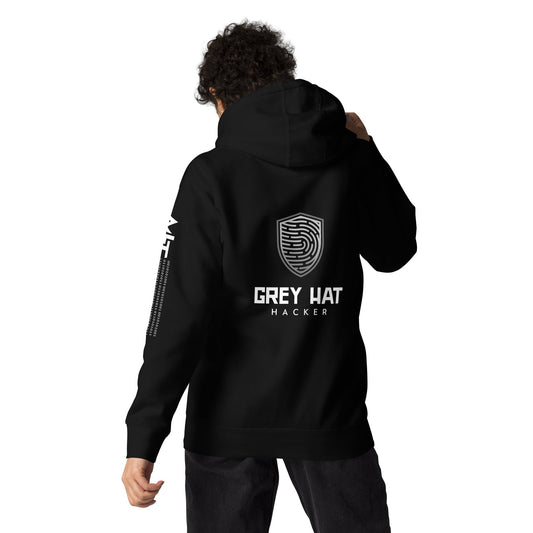 Grey Hat Hacker V3 - Unisex Hoodie ( Back Print ) by DarkByteGear