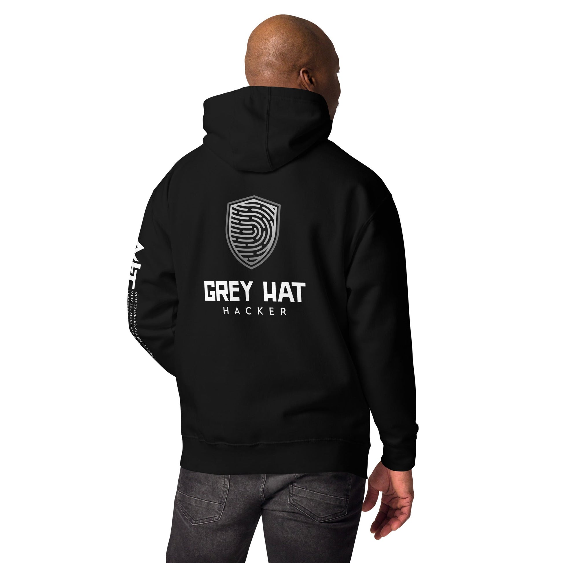 Grey Hat Hacker V3 - Unisex Hoodie ( Back Print ) by DarkByteGear
