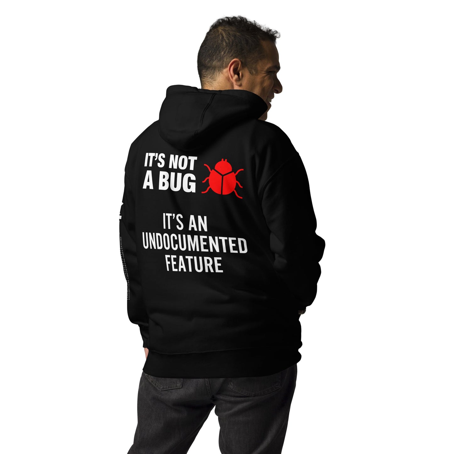 It's not a Bug - Red Unisex Hoodie ( Back Print ) by DarkByteGear
