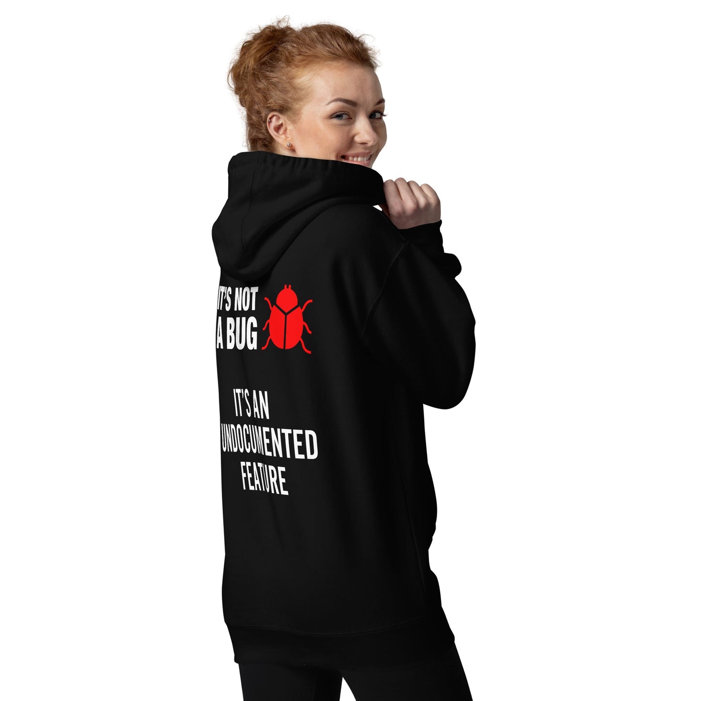 It's not a Bug - Red Unisex Hoodie ( Back Print ) by DarkByteGear