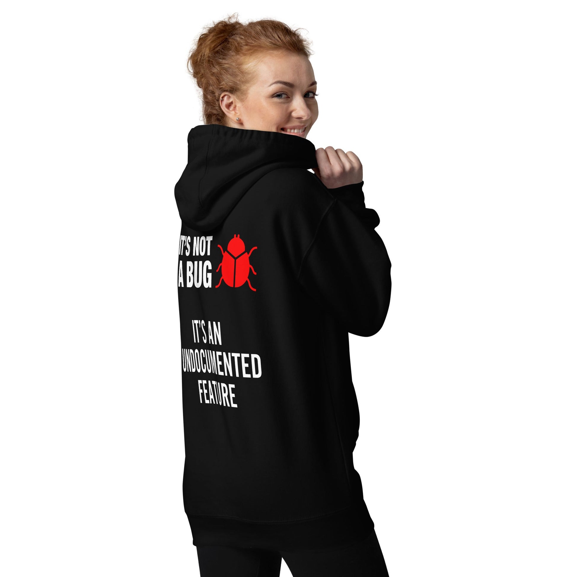 It's not a Bug - Red Unisex Hoodie ( Back Print ) by DarkByteGear