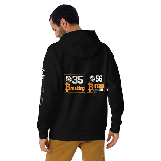 35 + 56 Breaking Bitcoin Unisex Hoodie ( Back Print ) by DarkByteGear