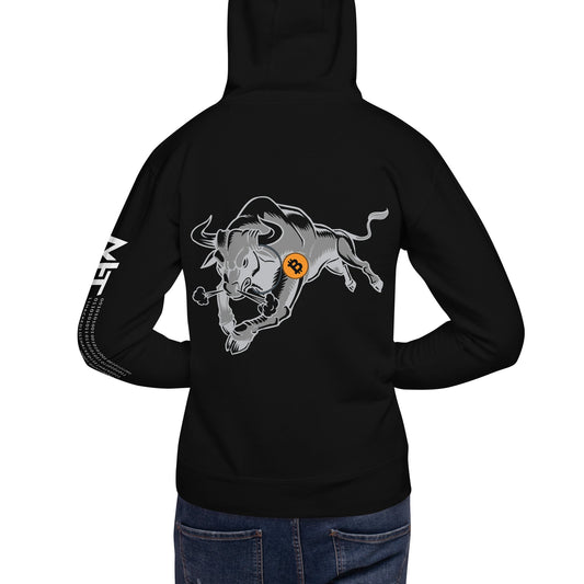 Strong Bitcoin Bull Unisex Hoodie ( Back Print ) by DarkByteGear