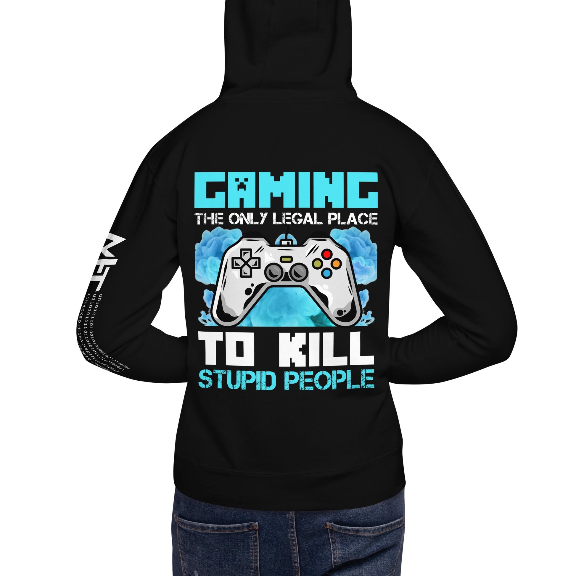 Gaming is the only Legal Place - Blue V Unisex Hoodie ( Back Print ) by DarkByteGear