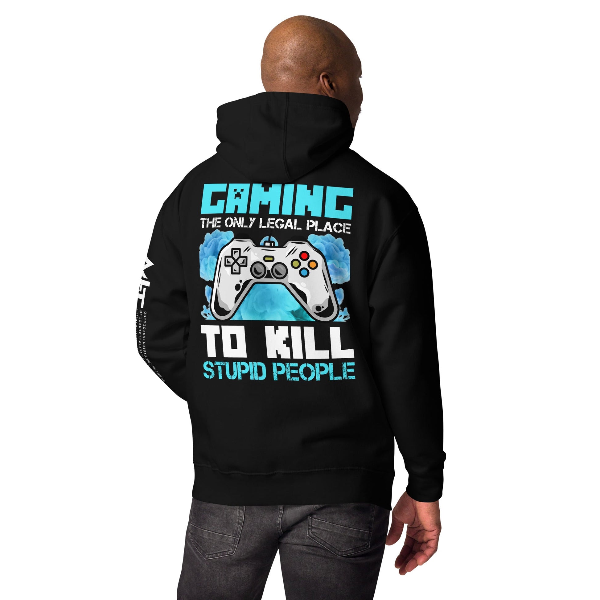 Gaming is the only Legal Place - Blue V Unisex Hoodie ( Back Print ) by DarkByteGear