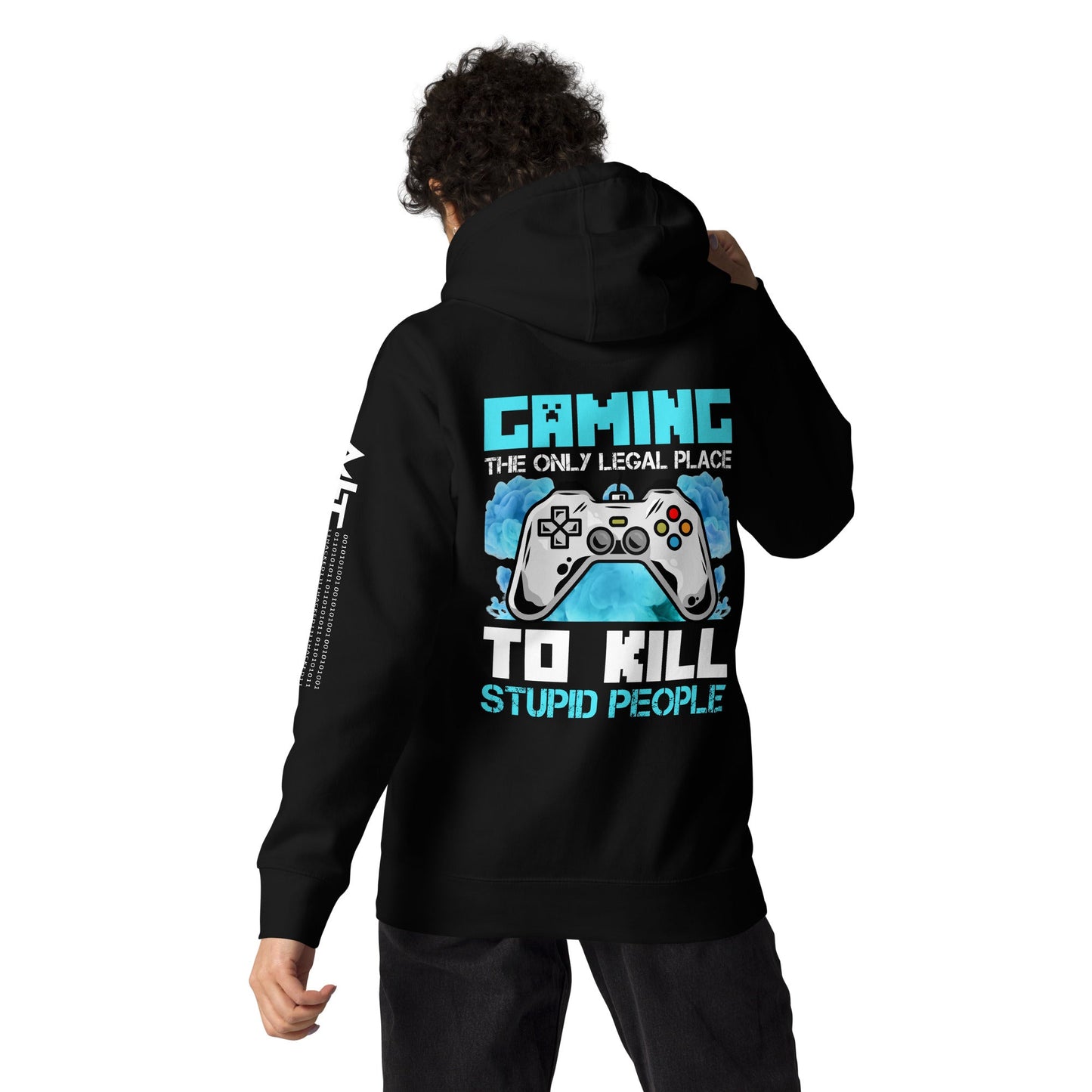 Gaming is the only Legal Place - Blue V Unisex Hoodie ( Back Print ) by DarkByteGear