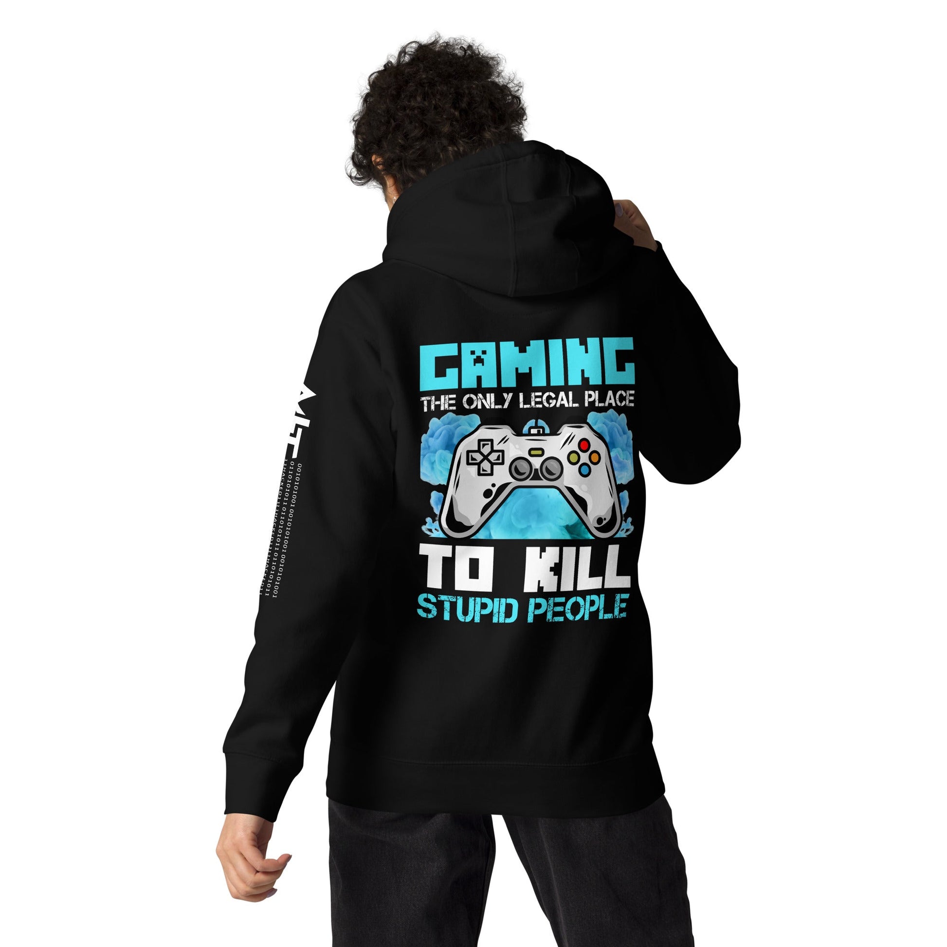 Gaming is the only Legal Place - Blue V Unisex Hoodie ( Back Print ) by DarkByteGear